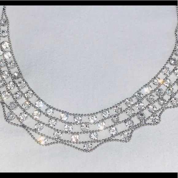 Silver Tone and Rhinestone Collar Necklace - Picture 7 of 8